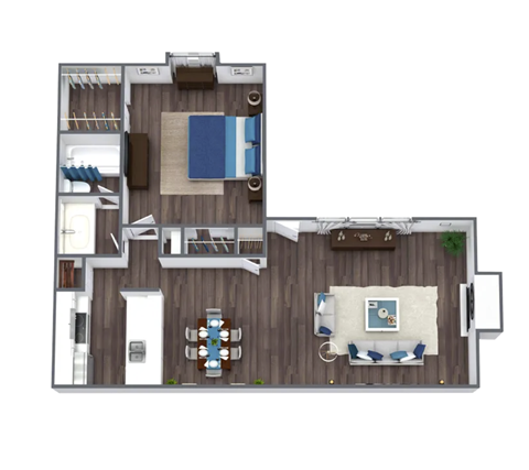Floor plan for 1 bed, 1 bath, 780 sqft